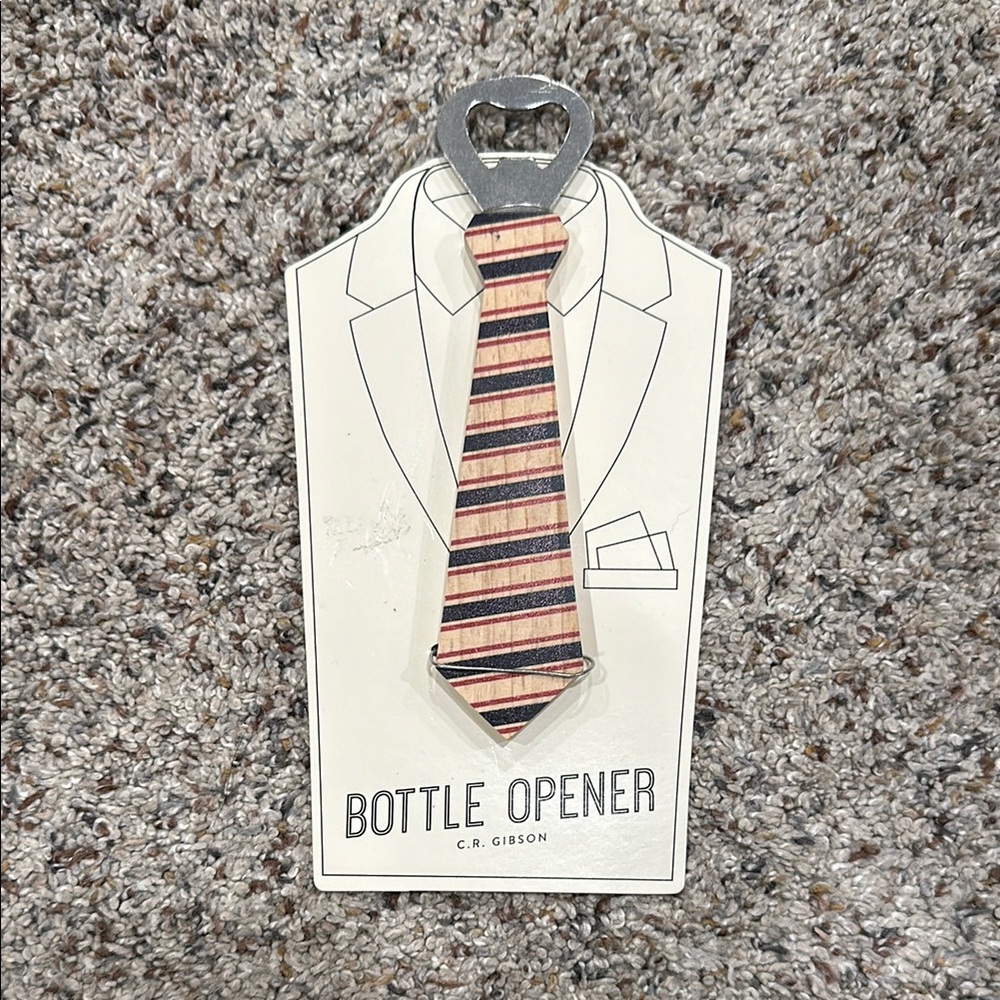 Gibson Striped Tie Bottle Opener - Black, Red, Tan